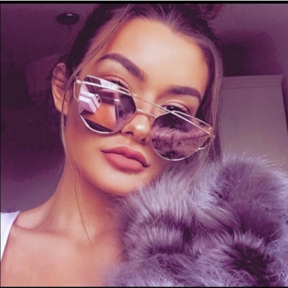 PINK MIRRORED Glasses Trendy - Picture 4 of 14